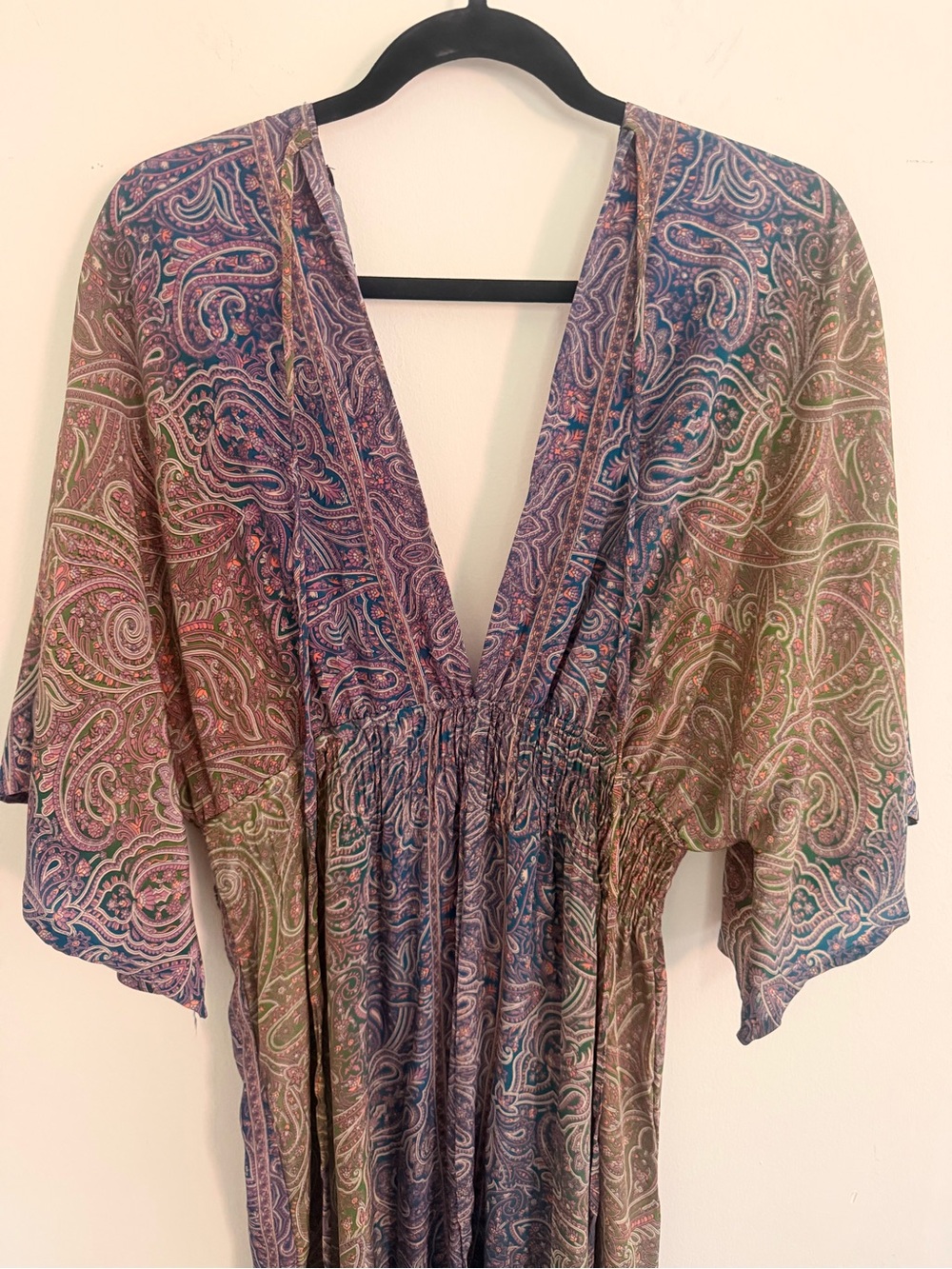 Paisley Maxi Dress with Deep V-Neck